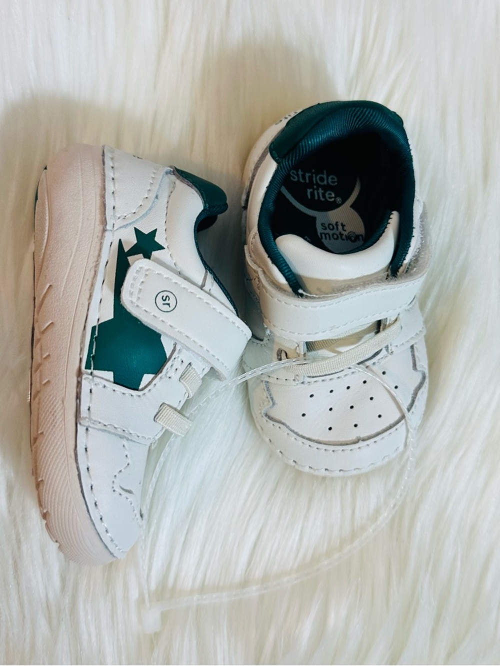 Stride Rite White & Teal Star Velcro Toddler Sneaker - Picture 5 of 12
